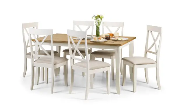 Davenport Ivory and Oak Rectangular Table and 6 Ivory Davenport Chairs - Image 2