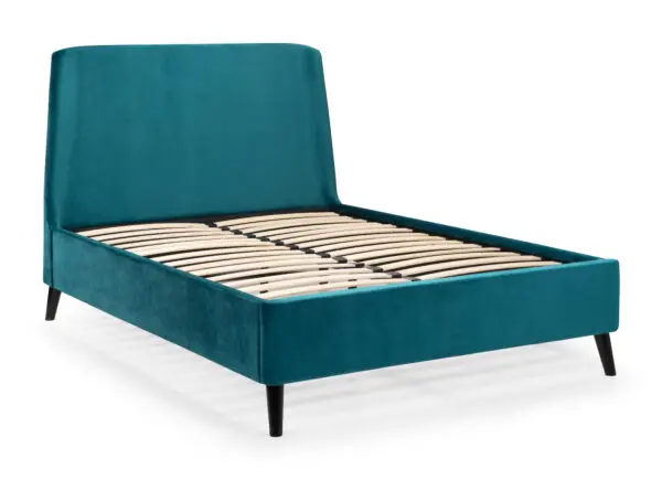 Frida Curved Velvet 135cm Double Bed - Teal - Image 3