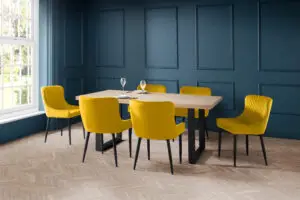 Berwick Rectangular Table and 6 Mustard Luxe Chairs