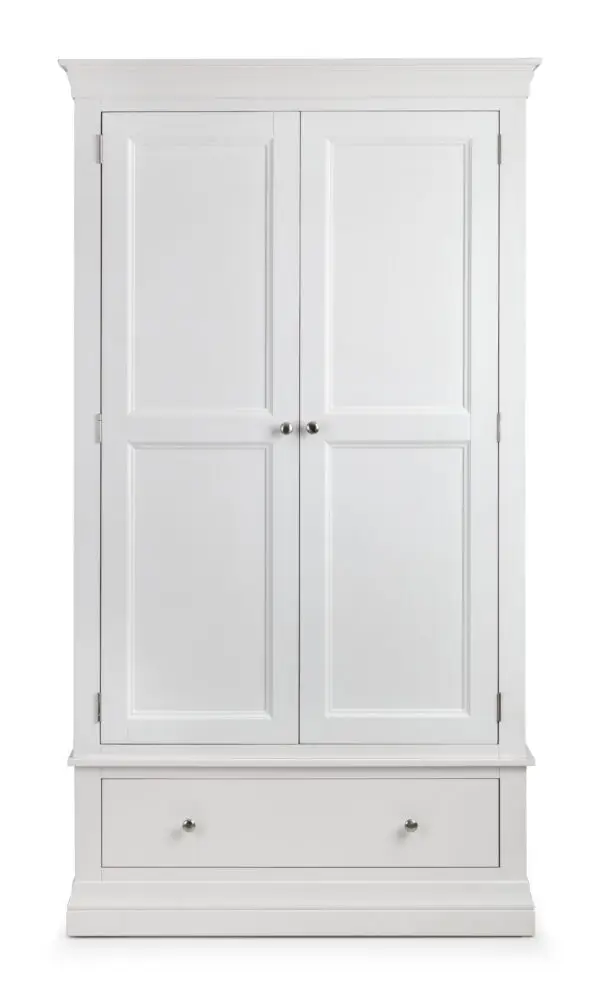 Clermont 2 Door 1 Drawer Wardrobe - Surf White - Image 4