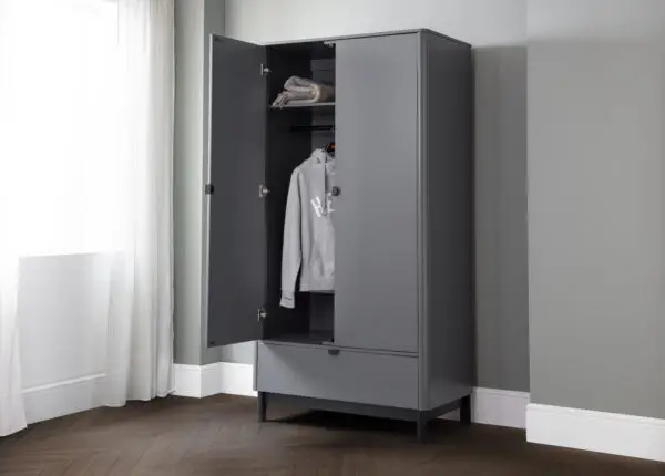 Chloe 2 Door 1 Drawer Wardrobe - Image 2