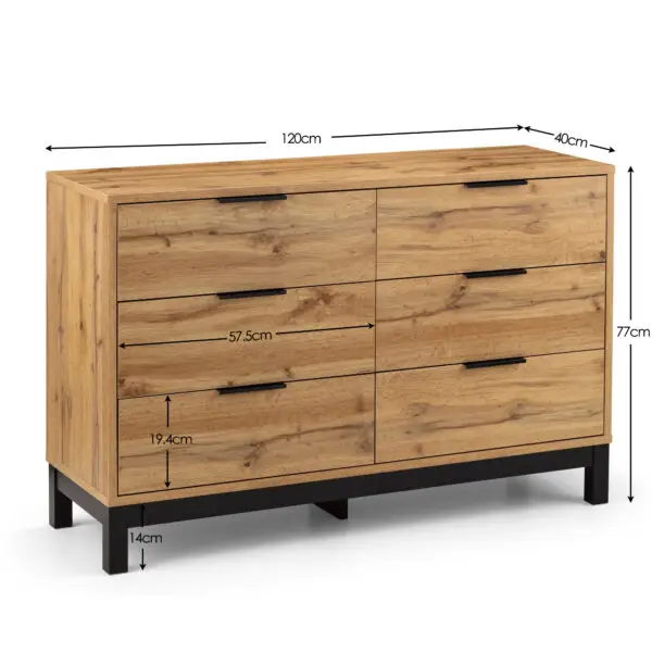 Bali 6 Drawer Wide Chest - Light Oak - Image 10