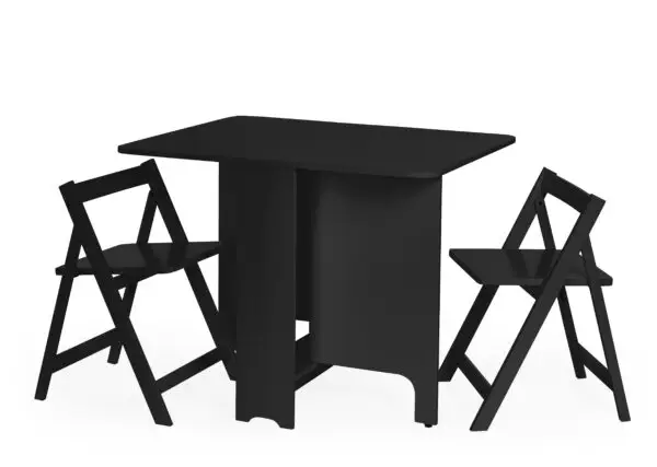 Gatan Small Gateleg Table With 2 Chairs - Black - Image 8