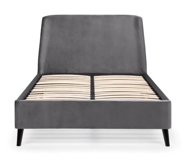 Frida Curved Velvet 150cm King Bed - Grey - Image 4
