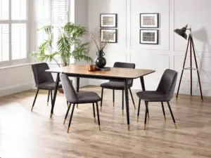 Findlay Rectangular Table and 4 Grey Delaunay Chairs