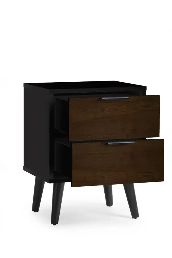 Alba 2 Drawer Bedside - Walnut/Black - Image 3