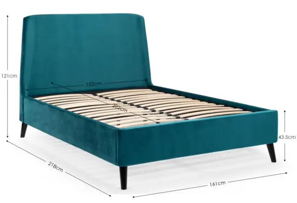 Frida Curved Velvet 150cm King Bed - Teal - Image 9