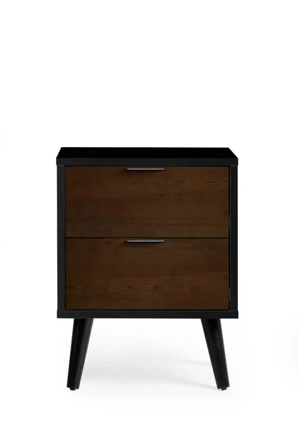 Alba 2 Drawer Bedside - Walnut/Black - Image 4