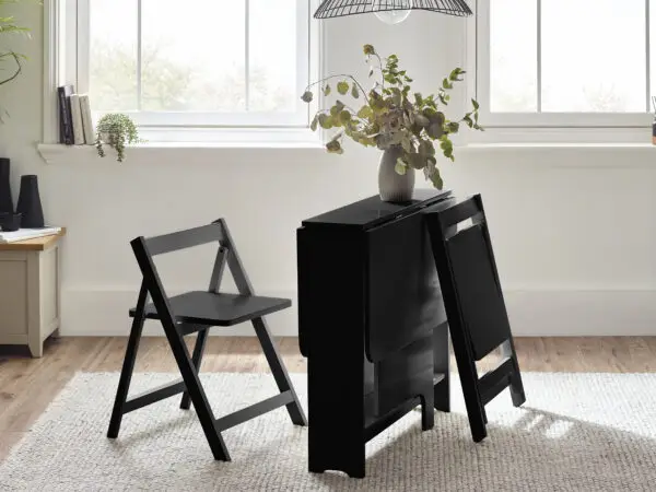 Gatan Small Gateleg Table With 2 Chairs - Black - Image 3