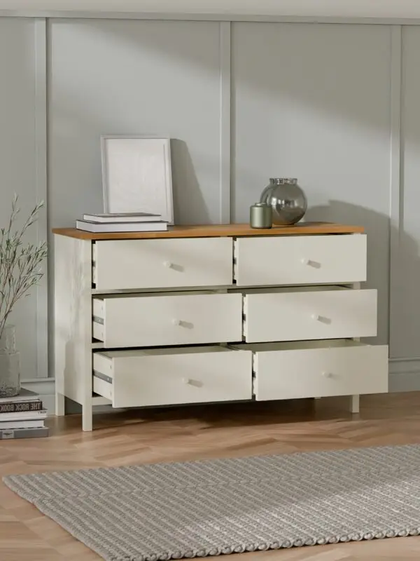 Coxmoor 6 Drawer Chest - Ivory and Oak - Image 2