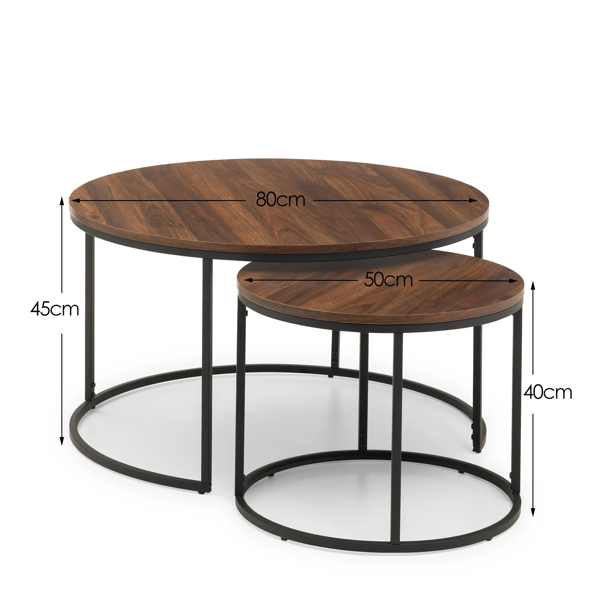 Bellini Round Nesting Coffee Table - Walnut - Image 7