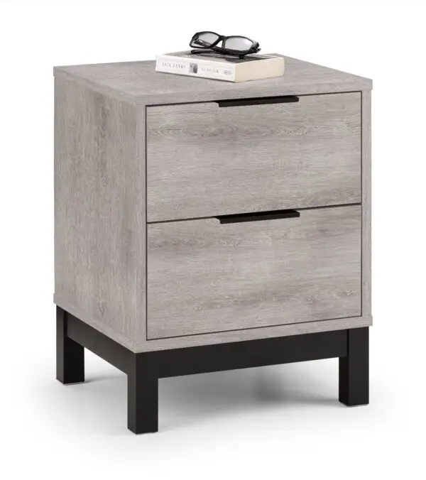 Bali 2 Drawer Bedside - Grey Oak - Image 4