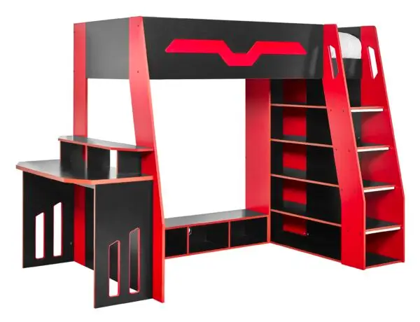 Eagle Single 90cm Gaming Highsleeper - Black and Red - Image 4