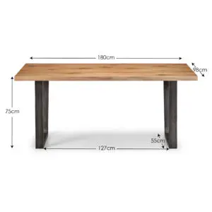 Brooklyn Oak Rectangular Table, 1 Grey Soho Bench and 4 Grey Soho Chairs