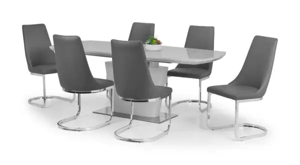 Como Grey High Gloss Table and 6 Como Chairs - Image 2