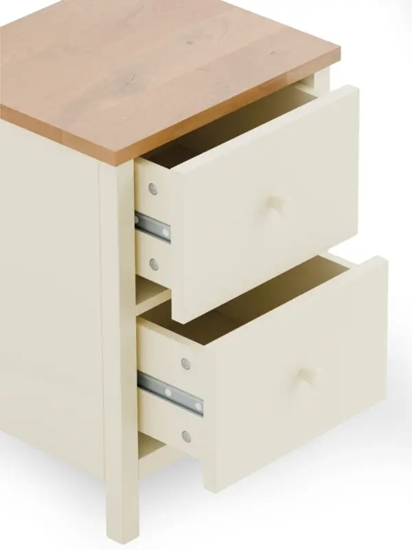 Coxmoor 2 Drawer Bedside - Ivory and Oak - Image 8