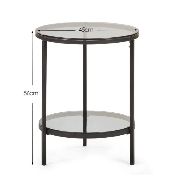 Chicago Circular Lamp Table With Shelf - Smoked Glass - Image 4