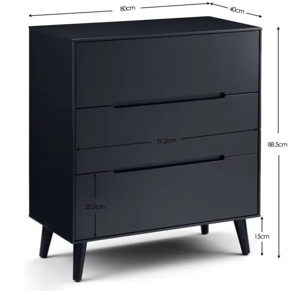 Alicia 3 Drawer Chest - Anthracite - Image 9