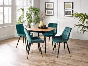 Findlay Rectangular Table and 4 Green Hadid Chairs