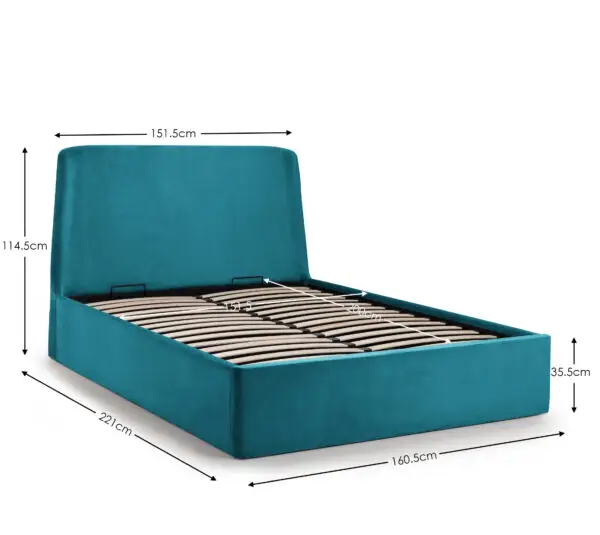 Frida Ottoman Storage 150cm King Bed - Teal - Image 11