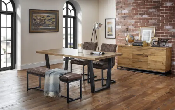 Brooklyn Oak Rectangular Table, 1 Brown Brooklyn Bench and 2 Brown Brooklyn Chairs - Image 4