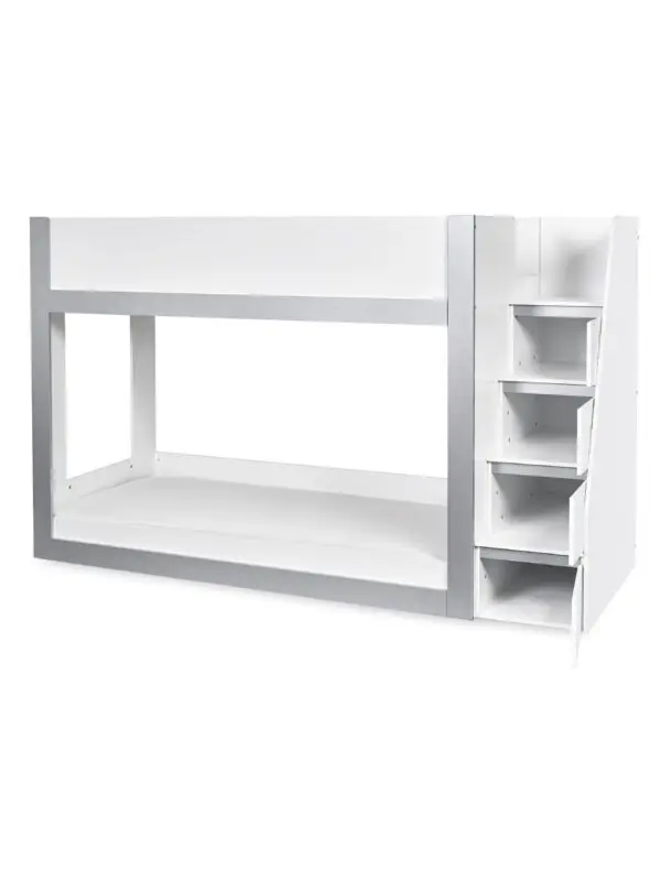 Gaia 90cm Single Bunk Bed - White and Silver - Image 6
