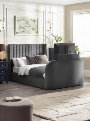 Clara Ottoman TV Bed 135cm - Dark Grey