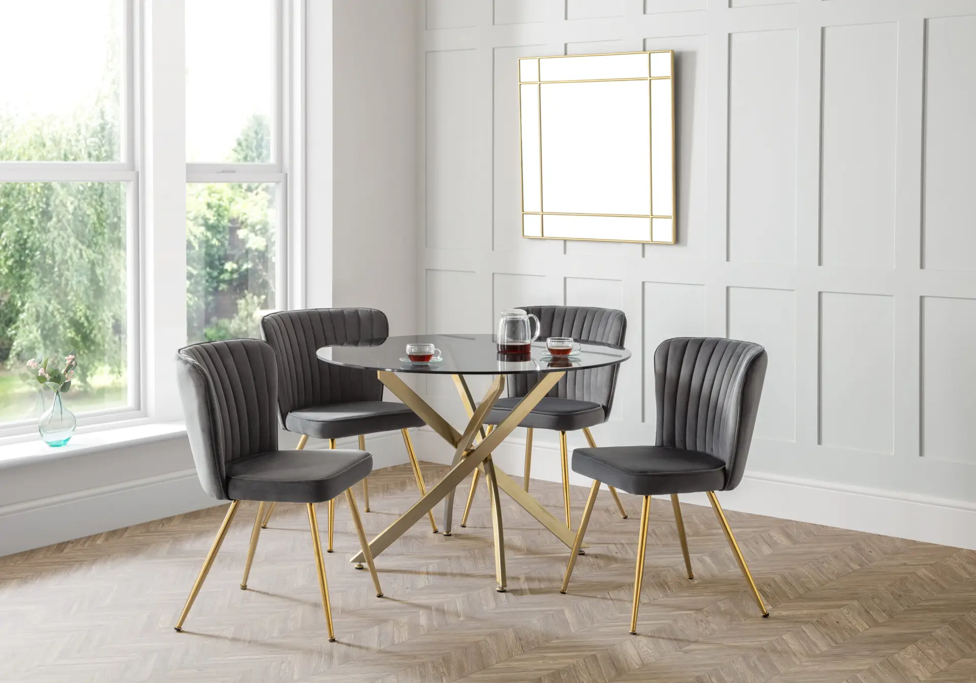 Set Of 2 Cannes Dining Chairs - Grey - Image 6