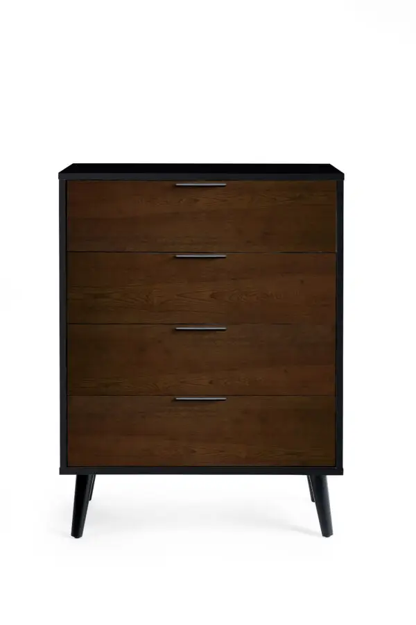 Alba 4 Drawer Wide Chest - Walnut/Black - Image 4