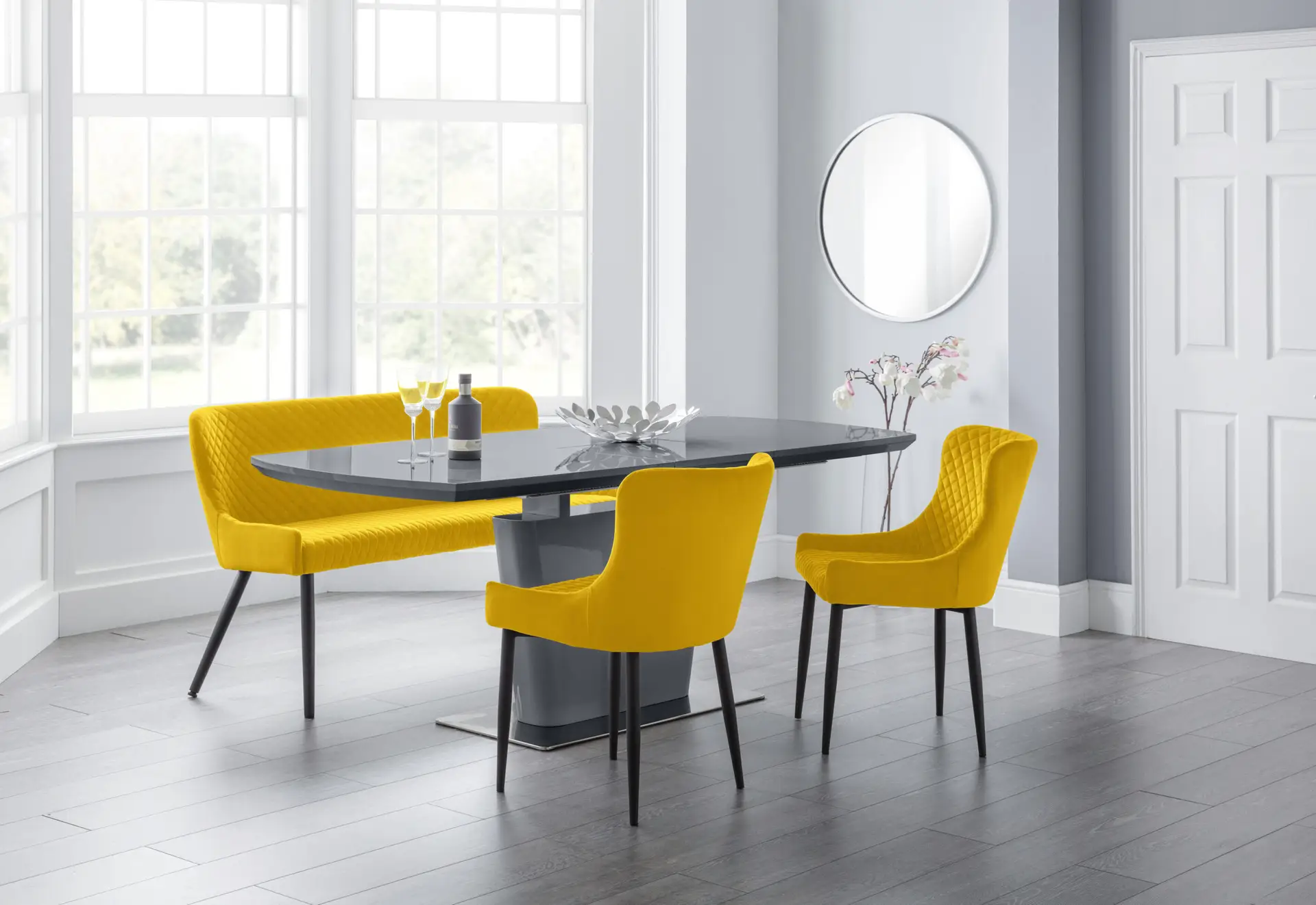 Como High Gloss Extending Table - Grey - Image 14