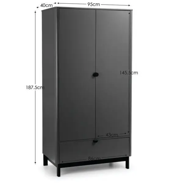 Chloe 2 Door 1 Drawer Wardrobe - Image 11