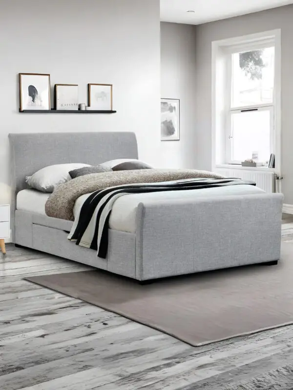 Capri Light Grey with Drawers 135cm Double Bed