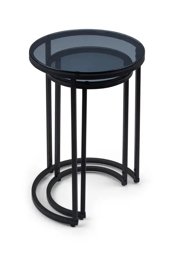 Chicago Round Nesting Side Tables Smoked Glass - Image 3