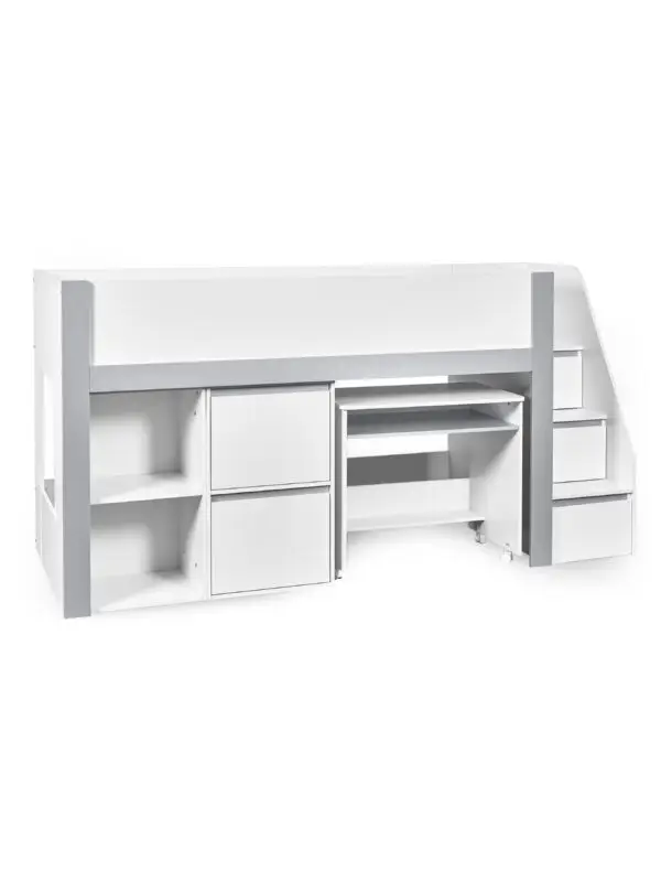 Gaia 90cm Single Midsleeper - White and Silver - Image 2
