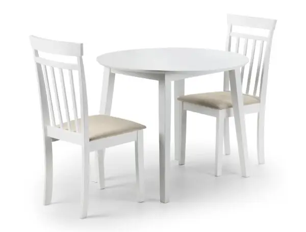 Coast White Dropleaf Table and 2 White Coast Chairs - Image 2