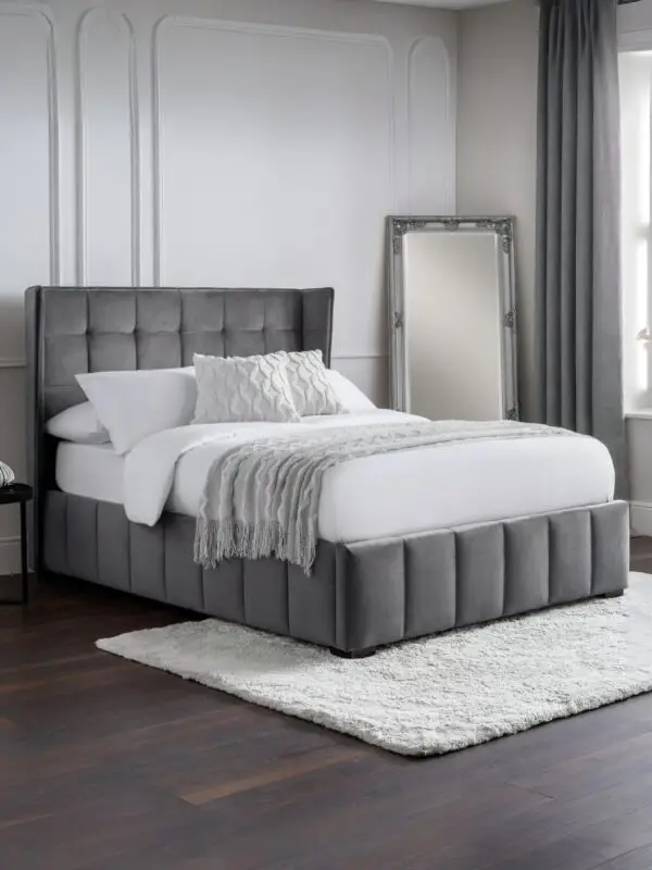 Gatsby 150cm King Bed - Light Grey