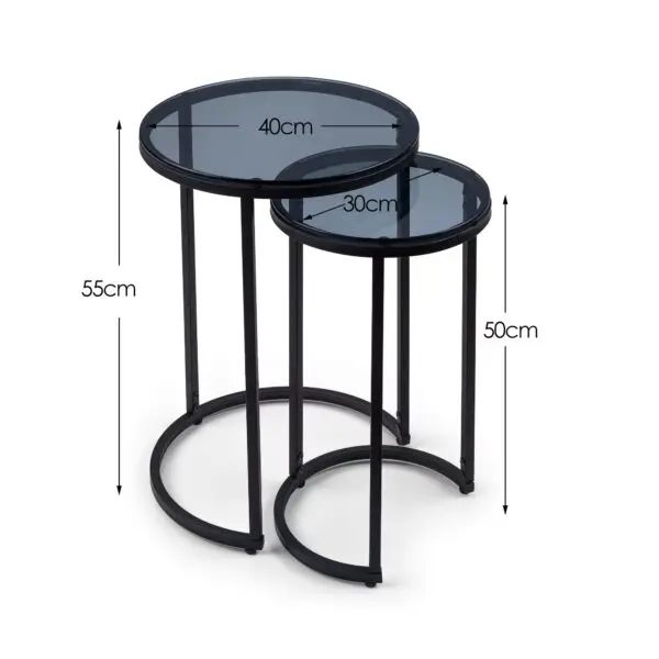 Chicago Round Nesting Side Tables Smoked Glass - Image 9