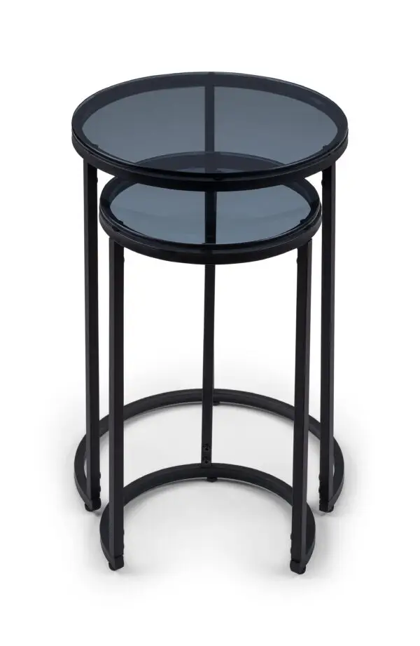 Chicago Round Nesting Side Tables Smoked Glass - Image 5