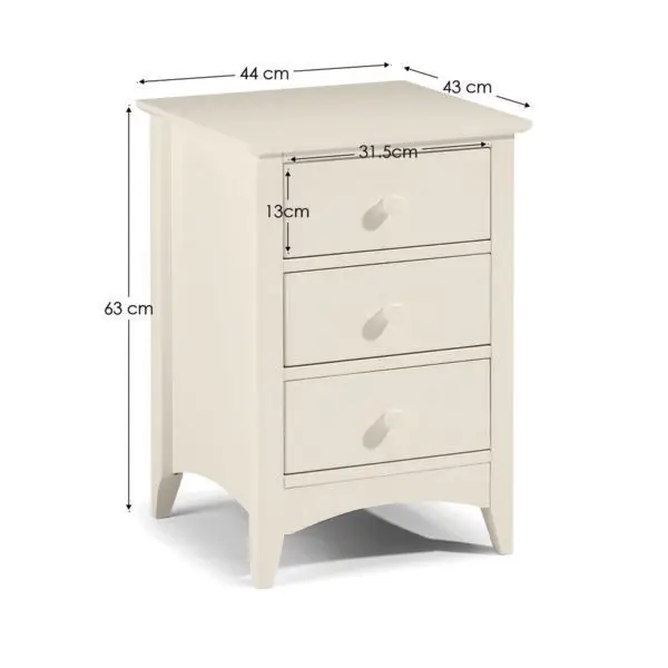 Cameo 3 Drawer Bedside - Image 3
