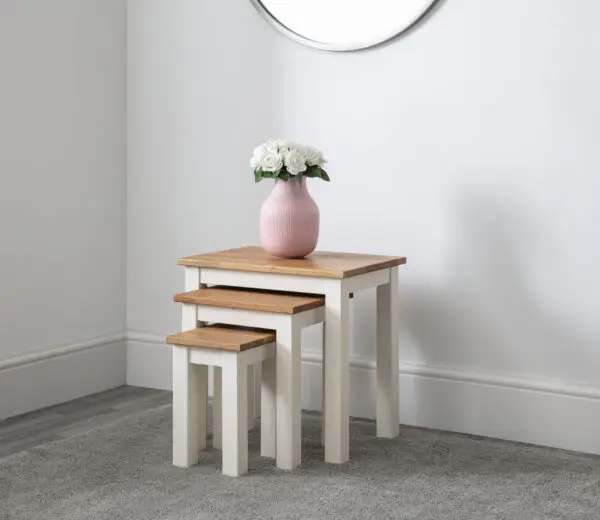 Coxmoor Nest Of 3 Tables - Ivory & Oak