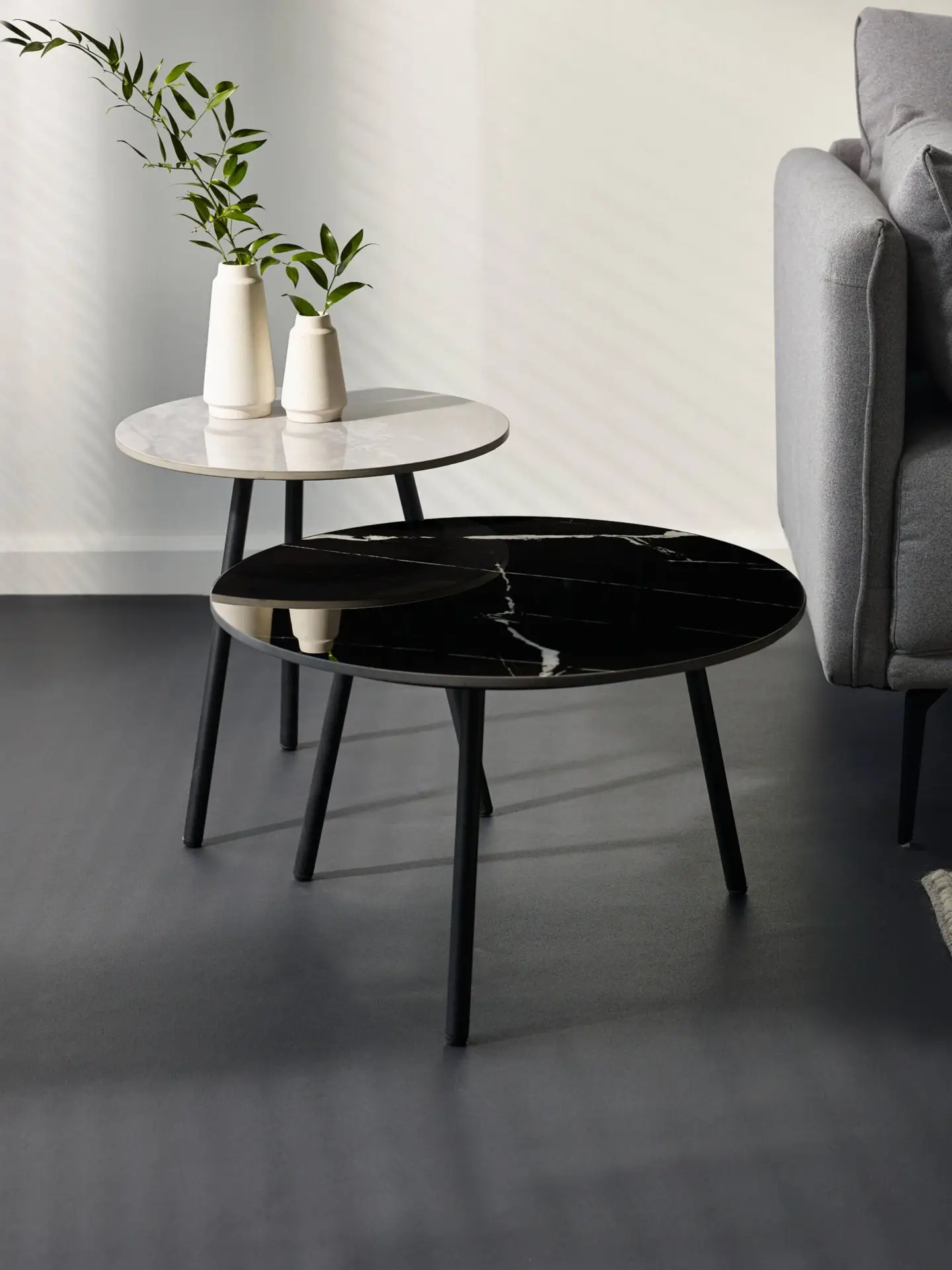 Casper Set of Side Tables Grey and Black