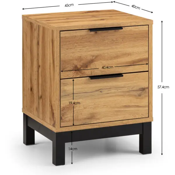 Bali 2 Drawer Bedside - Light Oak - Image 9