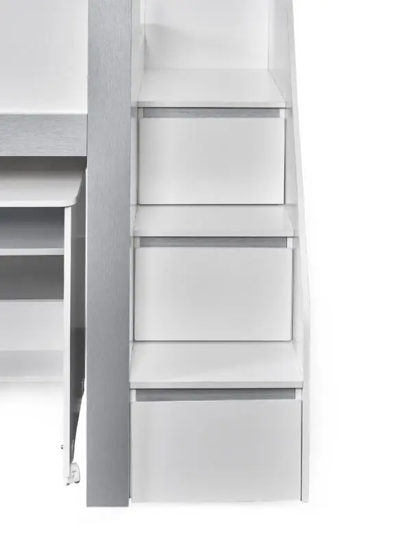 Gaia 90cm Single Midsleeper - White and Silver - Image 9