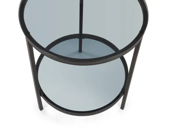 Chicago Circular Lamp Table With Shelf - Smoked Glass - Image 3