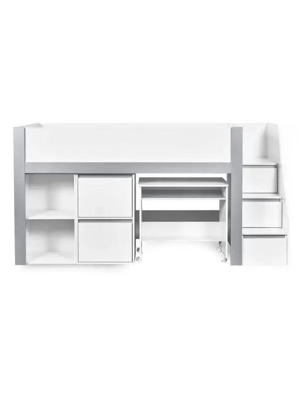 Gaia 90cm Single Midsleeper - White and Silver - Image 6