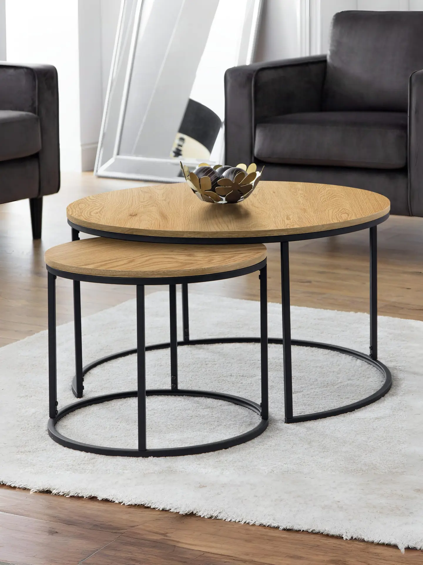 Bellini Round Nesting Coffee Table - Oak