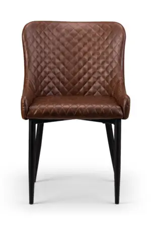 Brooklyn Oak Round Table & 4 Luxe Brown Chairs