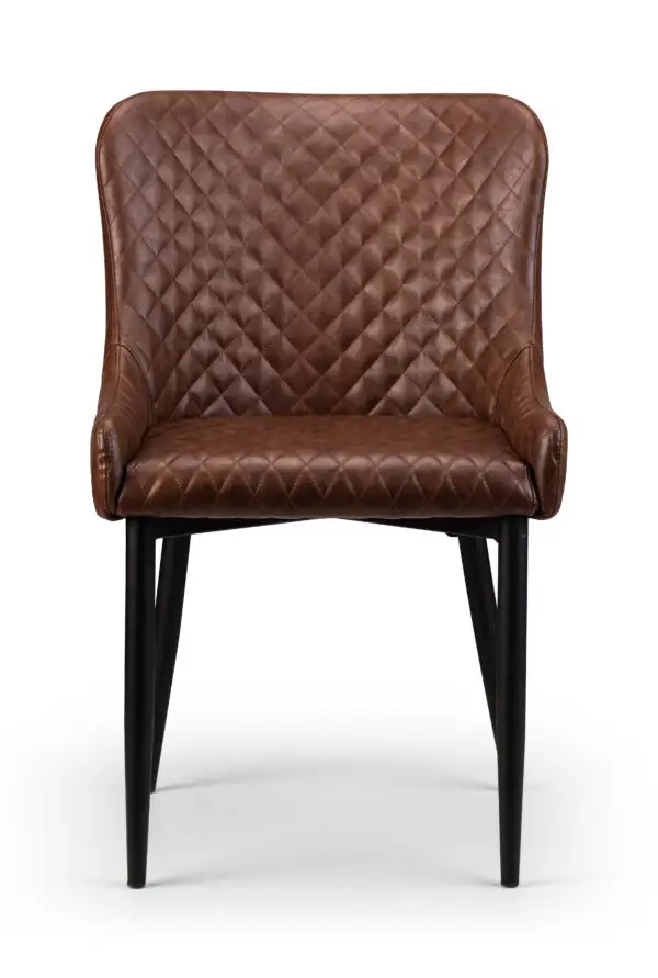 Brooklyn Oak Round Table & 4 Luxe Brown Chairs