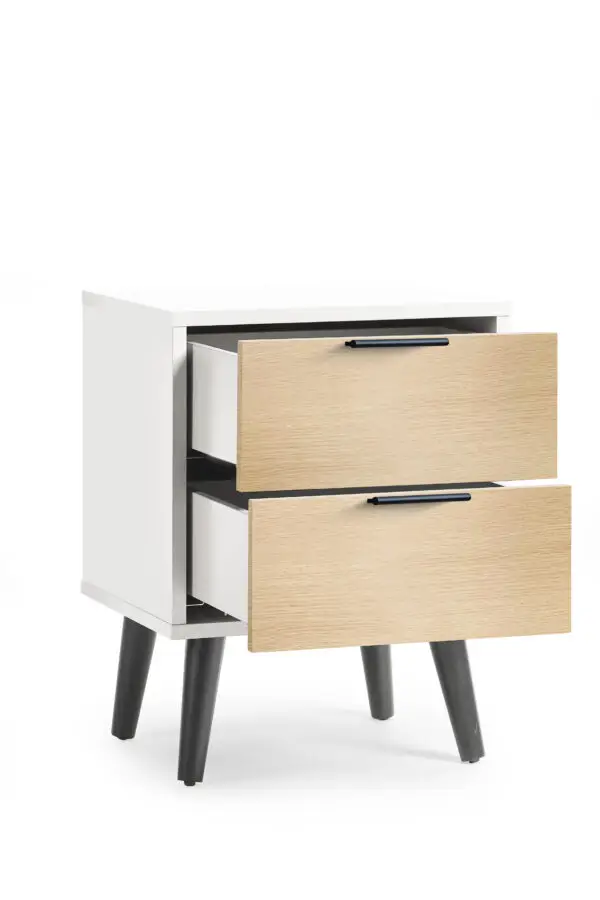 Alba 2 Drawer Bedside - White/Oak - Image 3