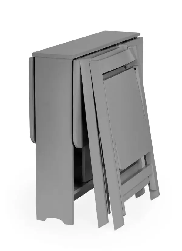 Gatan Small Gateleg Table With 2 Chairs - Grey - Image 4